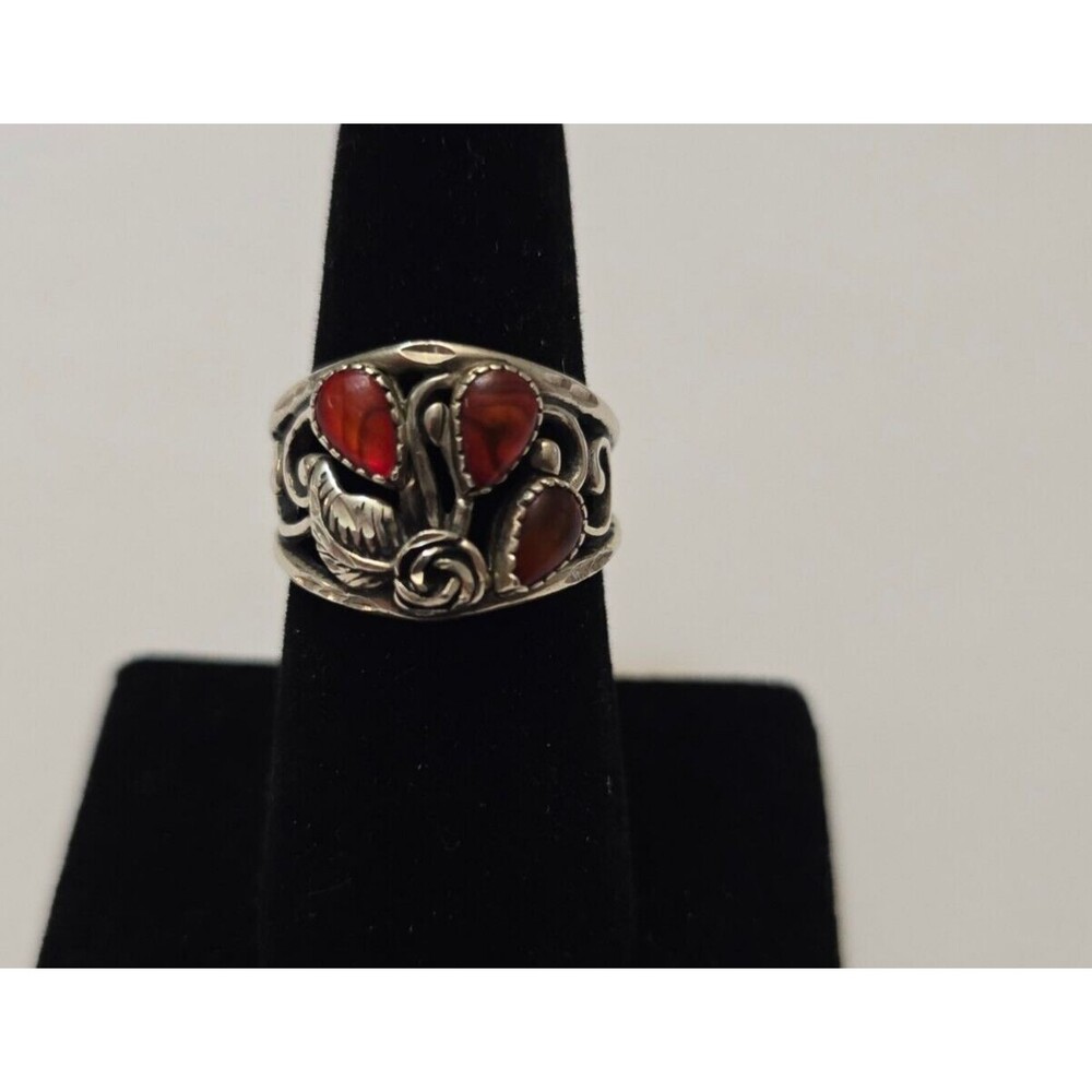 Vintage Wheeler Manufacturing Co Sterling Silver Red Stone Ring Sz 8